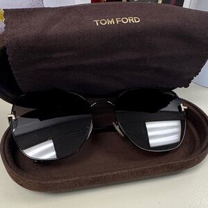 Tom Ford Black Lens Sunglasses with Gold Temple Accents
